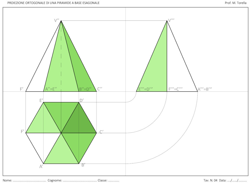 Proiezione Ortogonale Di Una Piramide A Base Esagonale A